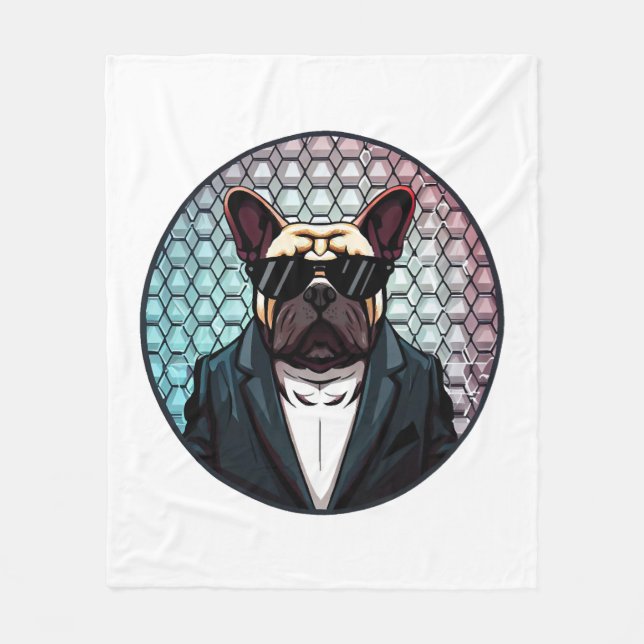 Manta Polar Fiesta de Bulldog francés (Anverso)