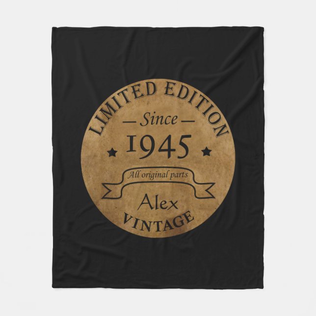 Manta Polar Fiesta de cumpleaños 80 vintage personalizada (Anverso)