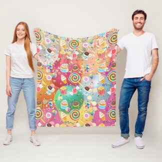 Manta Polar Fiesta de Golosinas con Emojis 