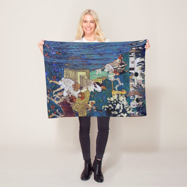 Manta Polar Fiesta de jardín con perro y gato, Jessie Willcox  (In situ)