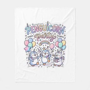 Manta Polar Fiesta de Penguicornio Unicornio Vector Premium De