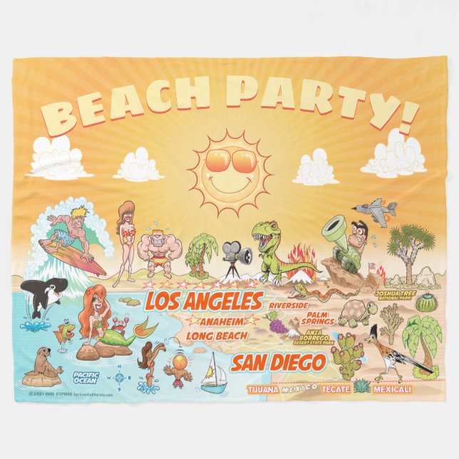Manta Polar Fiesta de playa de California Fleece Blanket (Frente (Horizontal))