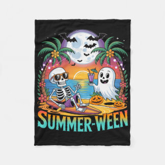 Manta Polar Fiesta de playa Halloween Vibes Summerween Skeleto