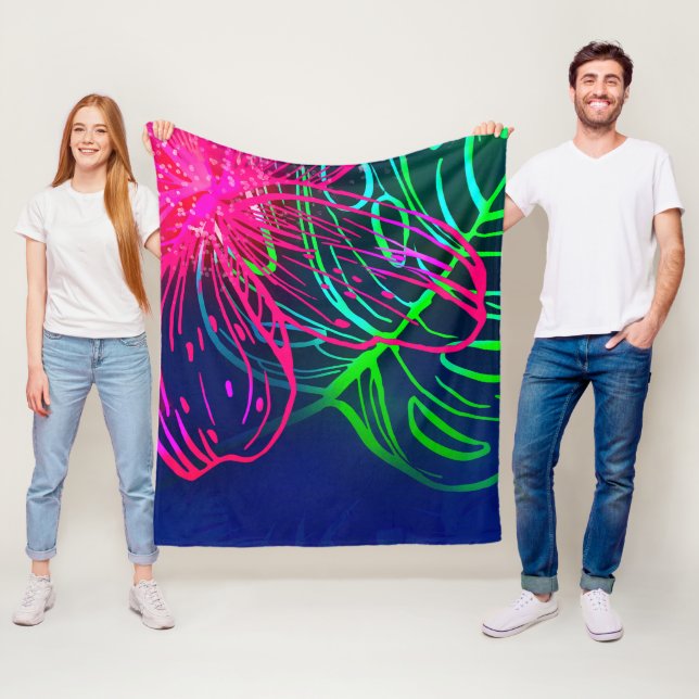 Manta Polar Fiesta eléctrica tropical de noche Neon Aloha (In situ)