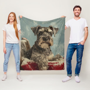Manta Polar Fiesta Navideña del Perro Schnauzer