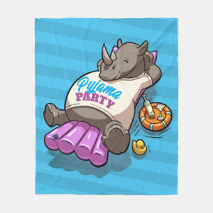 Manta Polar Fiesta Pajama Rinoceronte gracioso Personalizado i