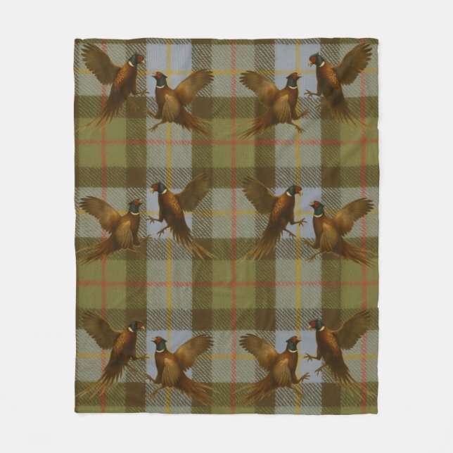Manta Polar Fighting Pheasants on tweed / tartan background  (Anverso)