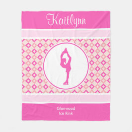 Manta Polar Figura a cuadros rosada patinador de los diamantes