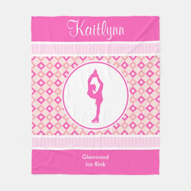 Manta Polar Figura a cuadros rosada patinador de los diamantes (Anverso)