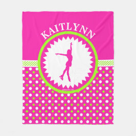 Manta Polar Figura con monograma rosa del patinador - lunares