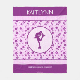 Manta Polar Figura patinador personalizada Purple Heart floral