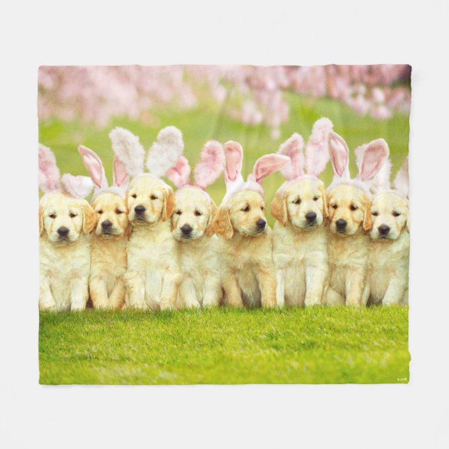 Manta Polar Fila de conejitos cachorros (Frente (Horizontal))