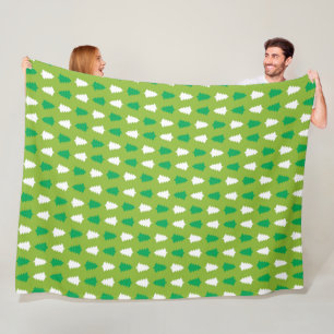MANTA POLAR FILAS DE ÁRBOLES VERDES Y BLANCOS DE NAVIDAD
