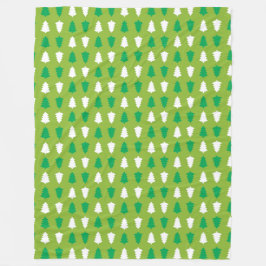 MANTA POLAR FILAS DE ÁRBOLES VERDES Y BLANCOS DE NAVIDAD