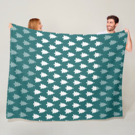 MANTA POLAR FILAS DE ÁRBOLES VERDES Y BLANCOS DE NAVIDAD