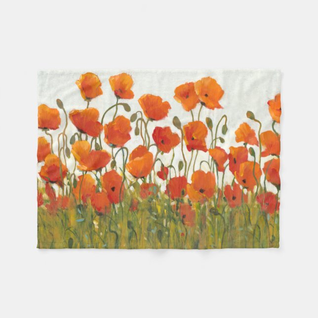 Manta Polar Filas de Poppies I (Frente (Horizontal))