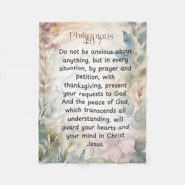 Manta Polar Filipinas 4:6-7 Biblia cristiana Verse acuarela (Anverso)