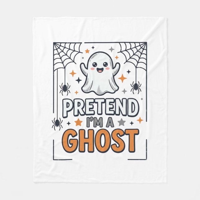 Manta Polar Finge Que Soy un Fantasma Lindo Halloween (Anverso)