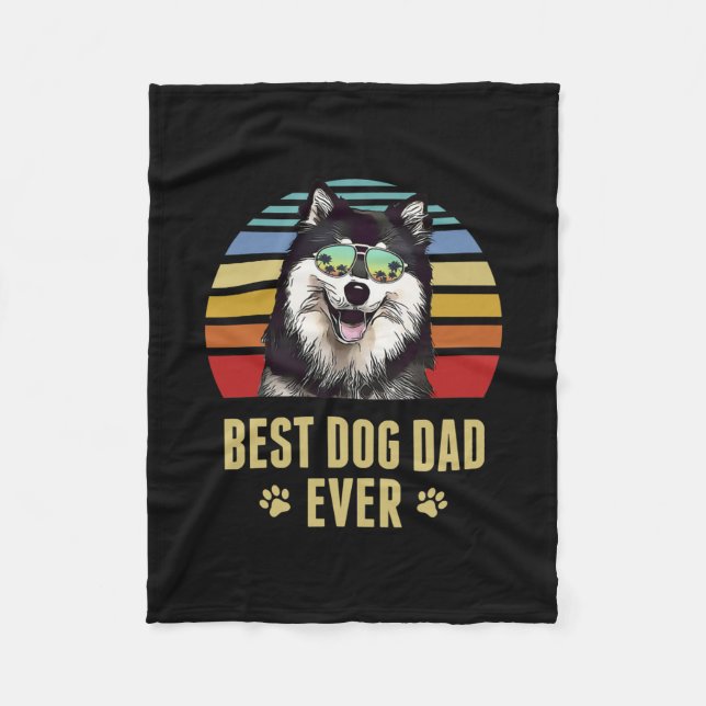 Manta Polar Finlandés Lapphund Mejor Perro Padre Retro Sunset  (Anverso)