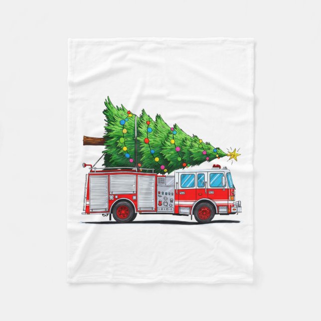 Manta Polar Fire Truck Christmas Tree Xmas Lights Firefighter  (Anverso)