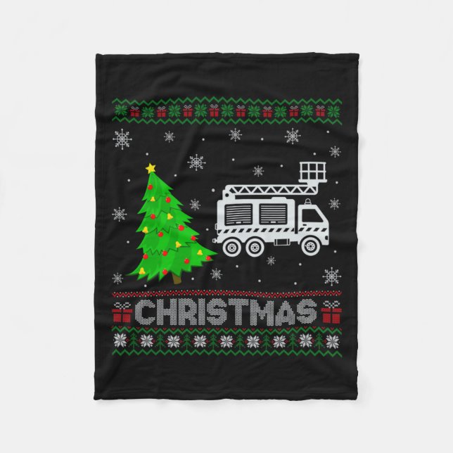 Manta Polar Fire Truck Xmas Tree Lighting Ugly Christmas Sweat (Anverso)