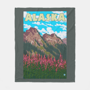 Manta Polar Fireweed con el poster del viaje del vintage de
