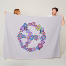 Firma de paz morada floral Fleece Blanket