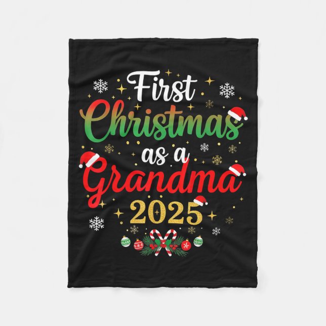 Manta Polar First Christmas As A Grandma 2025 New Mommy Xmas  (Anverso)