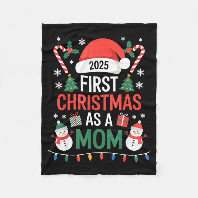 Manta Polar First Christmas As A Mom 2025 Family Matching Holi (Anverso)