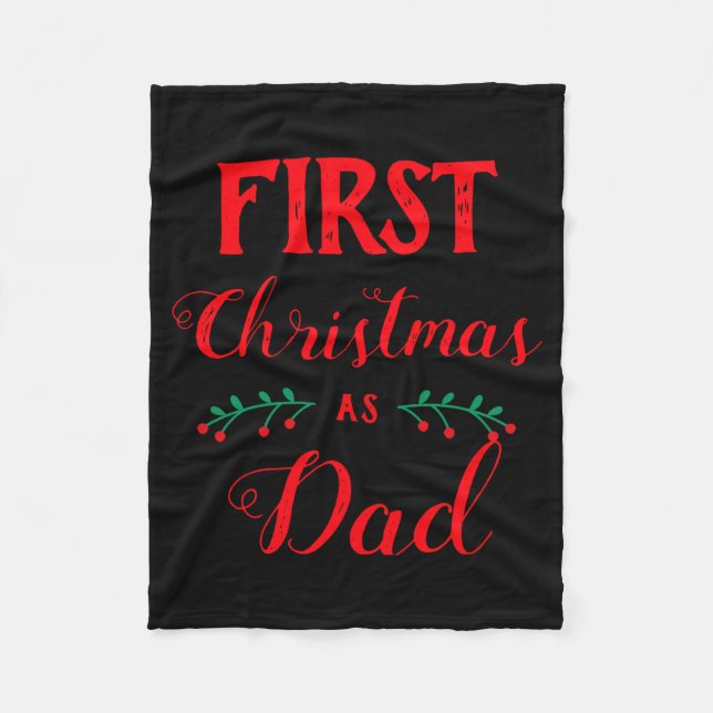 Manta Polar First Christmas As Dad Family Matching Red Text  (Anverso)