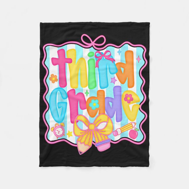 Manta Polar First Day Of Third Grade Floral Bundle For Teacher (Anverso)