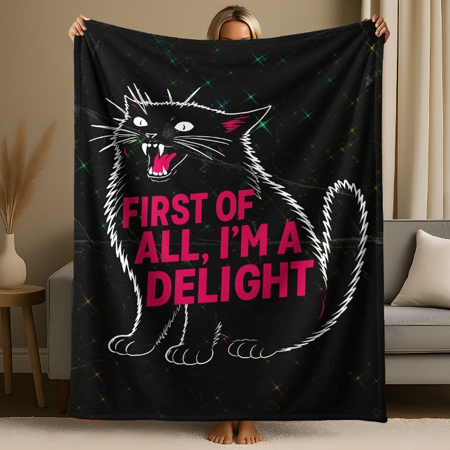 Manta Polar First Of All I'm A Delight Roaring Black Cat (Subido por el creador)