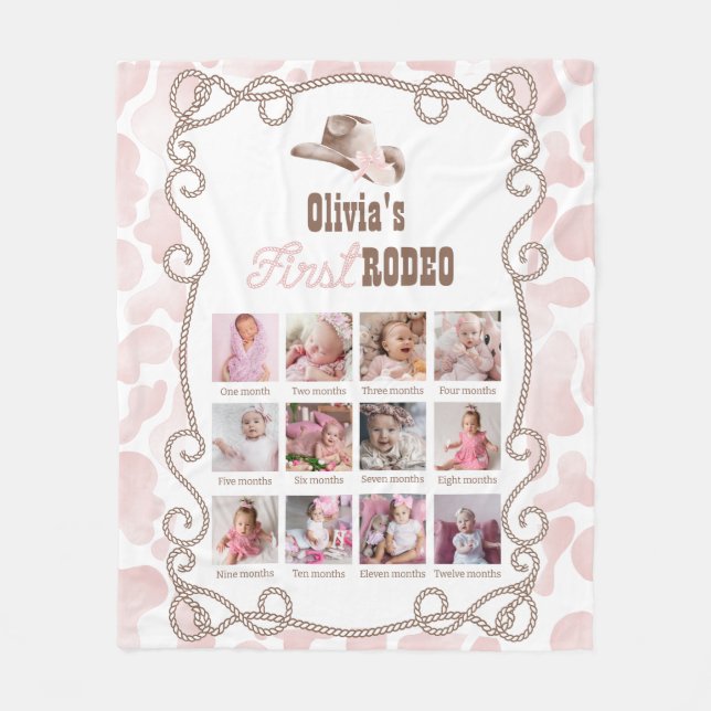 Manta Polar First Rodeo 1st Birthday Dusty Pink Photo Sign (Anverso)