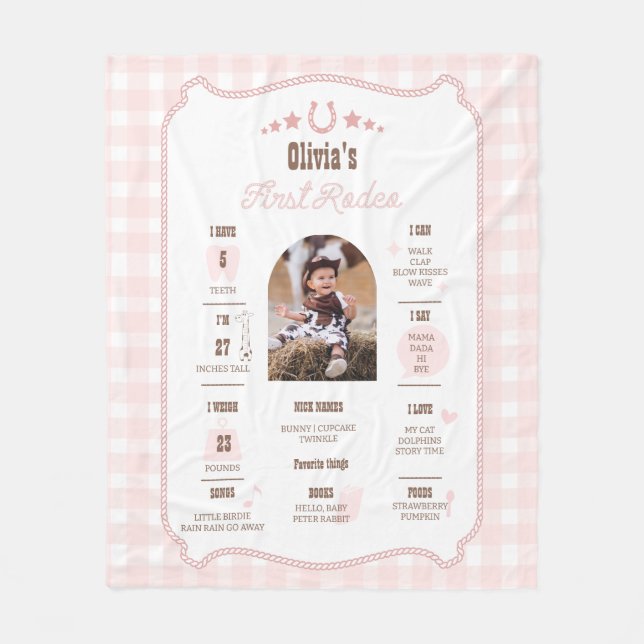 Manta Polar First Rodeo 1st Birthday Milestone Western Sign  (Anverso)