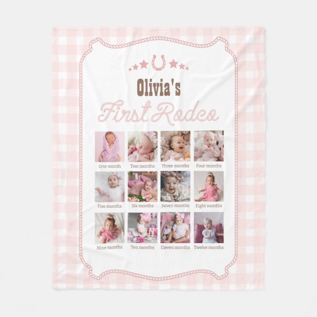 Manta Polar First Rodeo 1st Birthday Pink Western Photo Sign (Anverso)