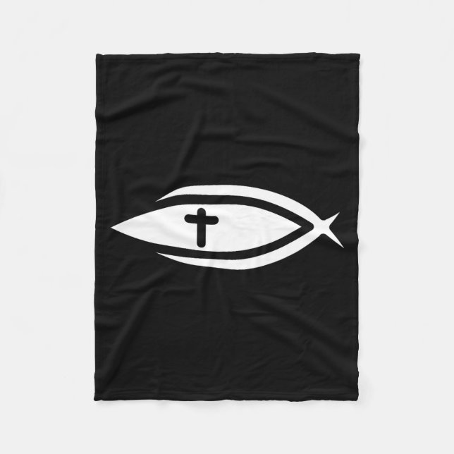 Manta Polar Fish Cross Jesus Christian Prayers Mens Womens  (Anverso)