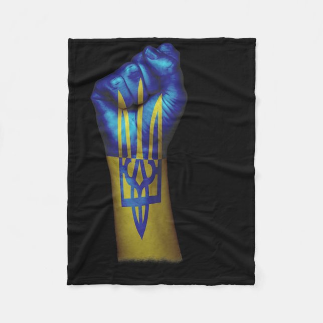 Manta Polar Flag Of Ukraine + Trident On A Raised Clenched Fis (Anverso)