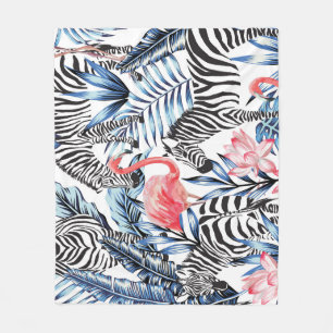 Manta Polar Flalia tropical: paraíso de cebra flamenca