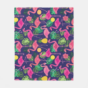 Manta Polar Flamencos de época, patrón de elementos de verano