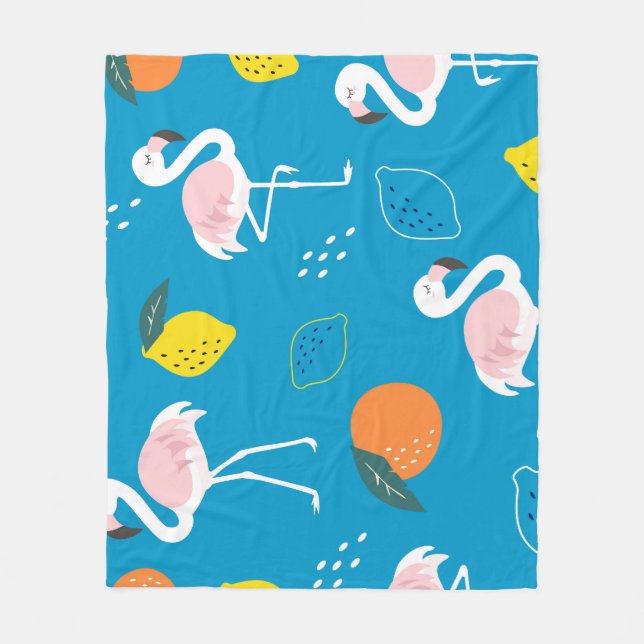 Manta Polar Flamencos, frutas tropicales abstractas, patatas d (Anverso)