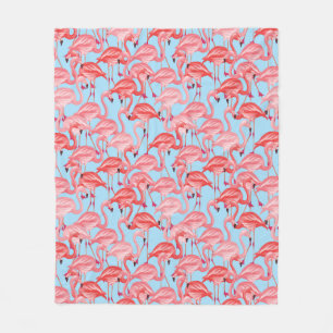 Manta Polar Flamencos rosados brillantes en azul