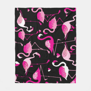 Manta Polar Flamencos rosados, patrón oscuro sin costuras.
