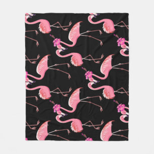 Manta Polar Flamencos rosados: Vintage de fondo negro