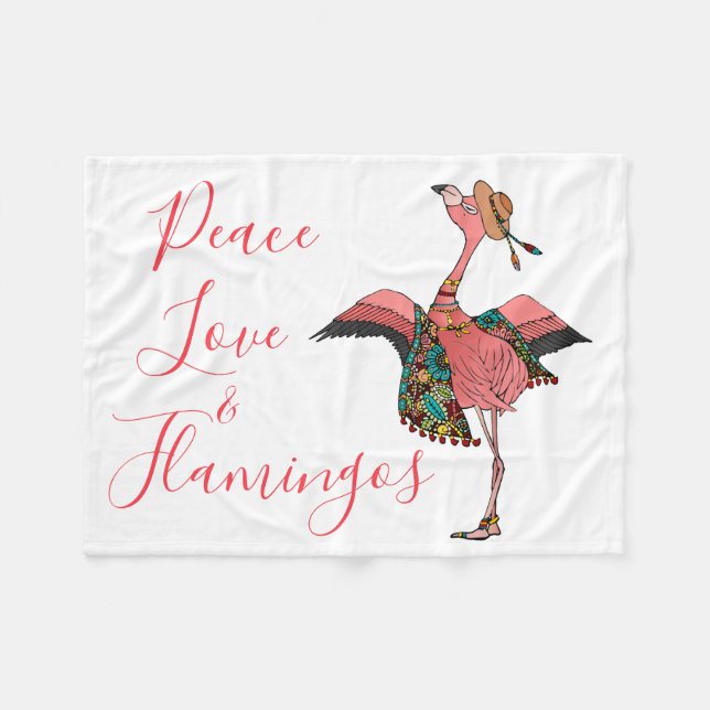 Manta Polar Flamingo bohemio: Amor por la paz y flamencos (Frente (Horizontal))
