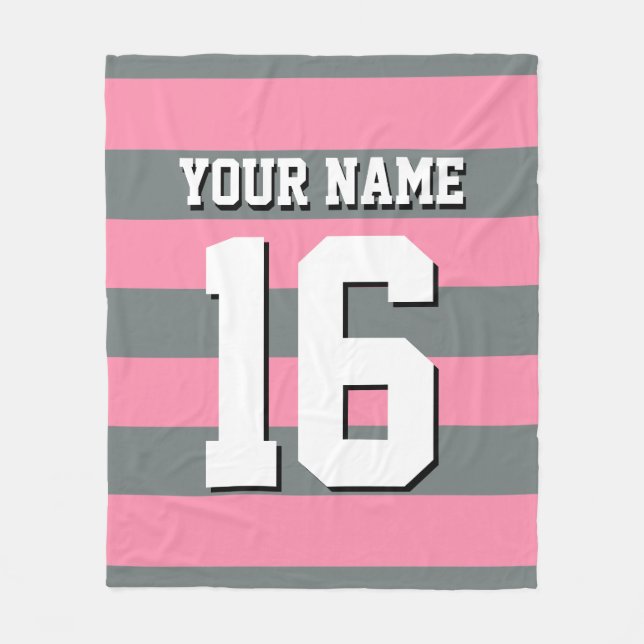 Manta Polar Flamingo Carbón Rosado Equipo Jersey Preppy Stripe (Anverso)
