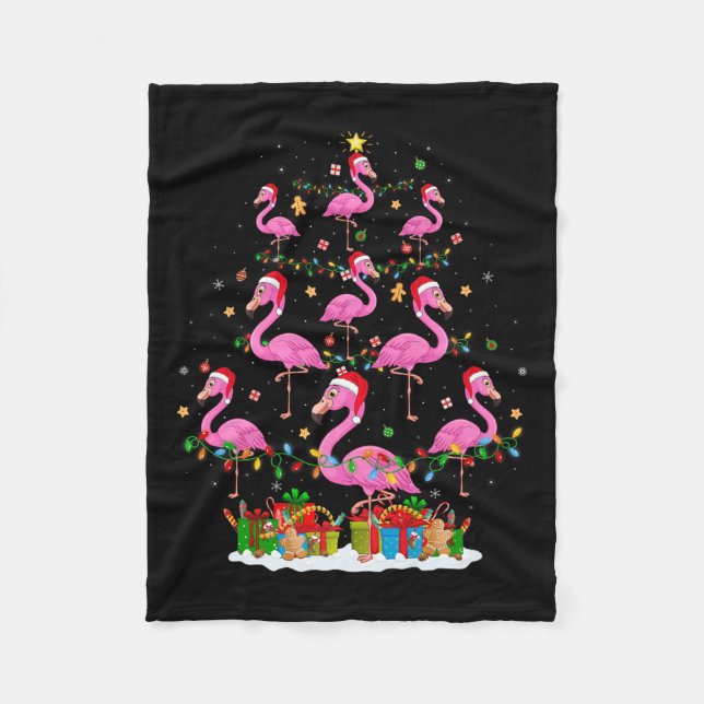 Manta Polar Flamingo Christmas Tree Lights Santa Hat Nk Flamin (Anverso)