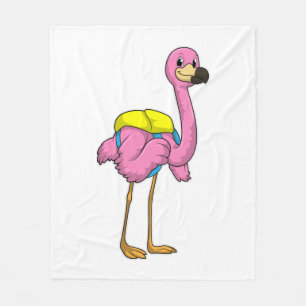Manta Polar Flamingo como alumno con bolso escolar