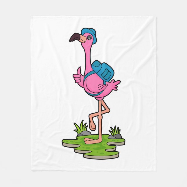 Manta Polar Flamingo como excursionista con mochila (Anverso)