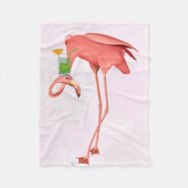 Manta Polar Flamingo con cóctel (Anverso)