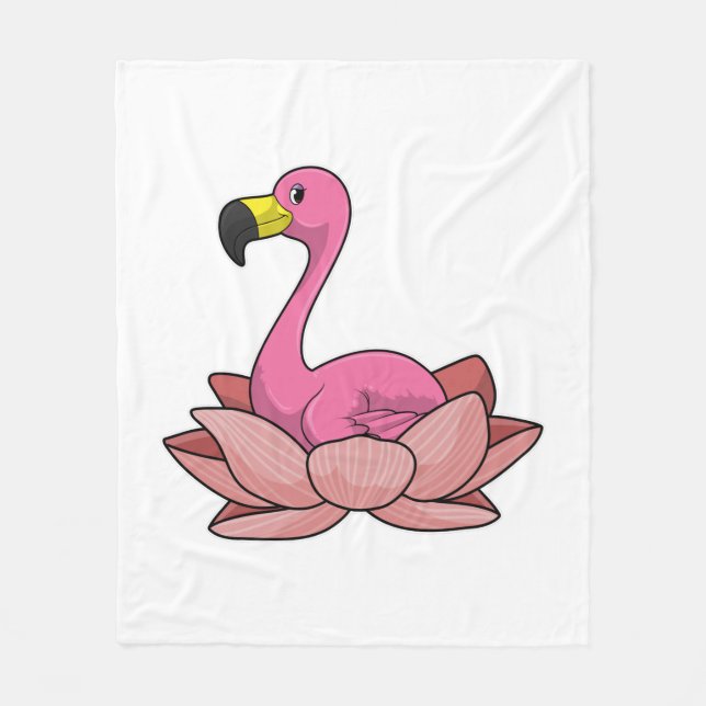 Manta Polar Flamingo con flores de Lotus (Anverso)